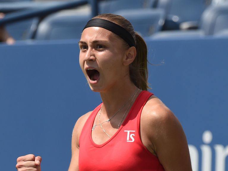 Aleksandra Krunic of Serbia celebrates