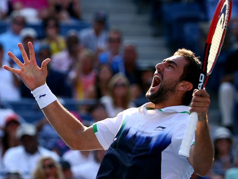 Marin Cilic celebrates victory over Tomas Berdych