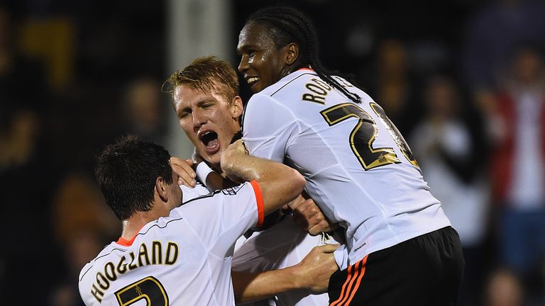 Fernando Amorebieta: Buried by his team-mates after scoring against Bolton