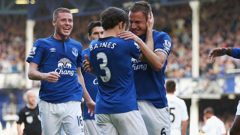 Phil Jagielka: Celebrates his opener