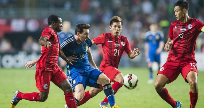 Messi: In action for Argentina against Hong Kong