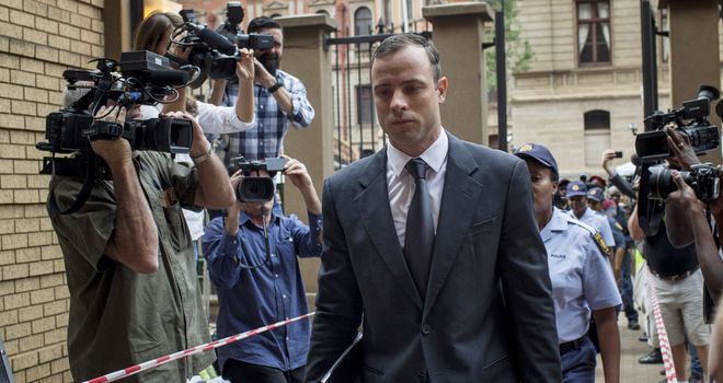 Oscar Pistorius arrives at North Gauteng High Court for day three of sentencing