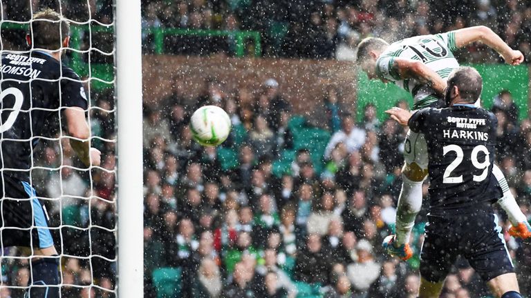 Tony Stokes scores the first Celtic goal against Dundee