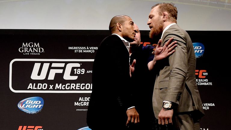 Conor McGregor (right) fights Jose Aldo to unify world titles this weekend at UFC 194
