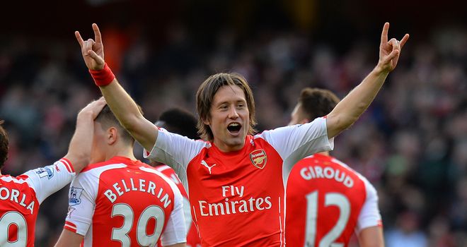 Rosicky: Celebrates his goal