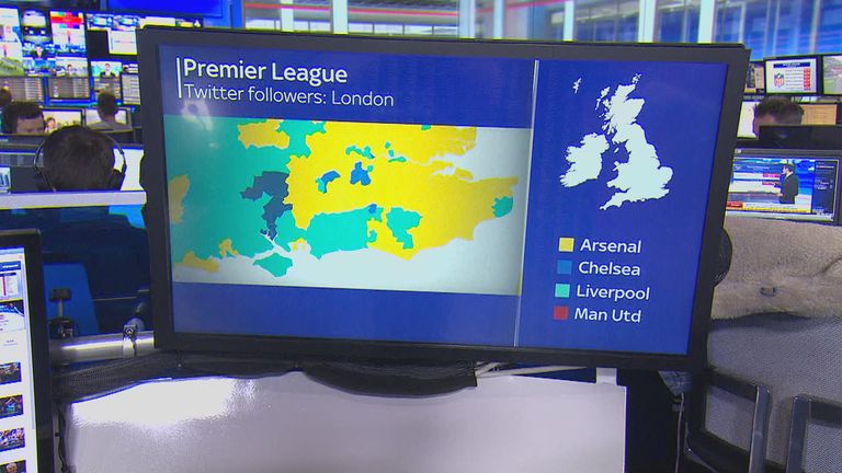 London is dominated by the yellow of Arsenal