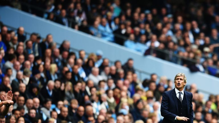 Manchester City boss Manuel Pellegrini looks on as his side return to form