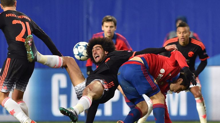 United improved in the second half after Marouane Fellaini (middle) came on