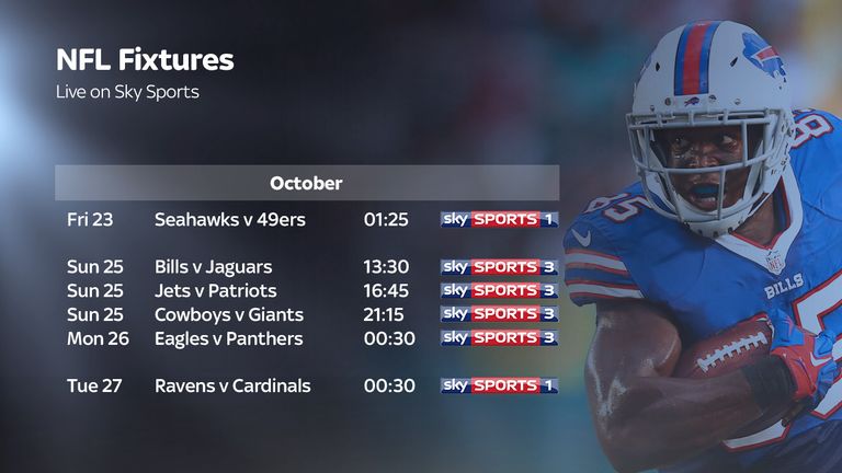 Sky Sports' NFL Week 7 live fixtures