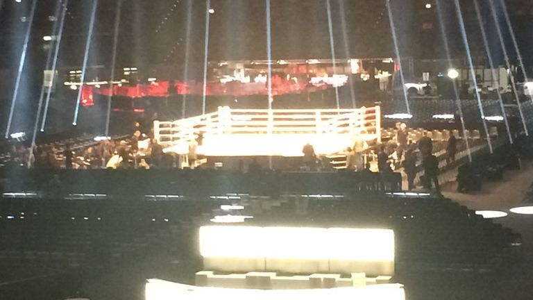 The boxing ring at the Esprit Arena ahead of Klitschko vs Fury