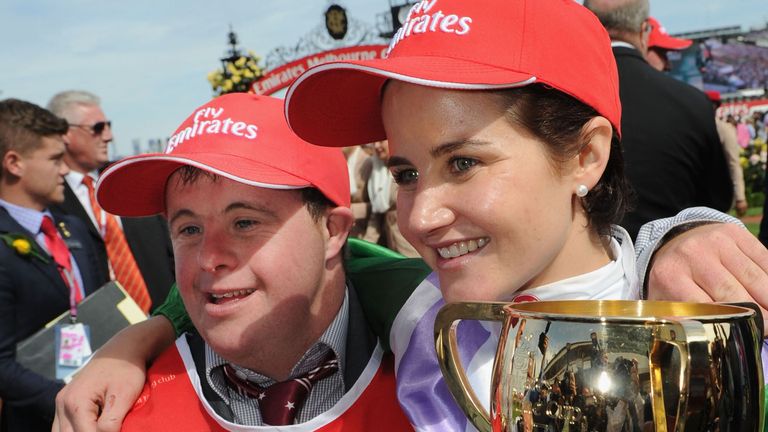 Michelle Payne with brother Stephen after the Melbourne Cup