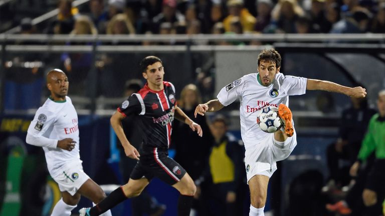 Raul (right) controls the ball during the clash with Ottowa Fury