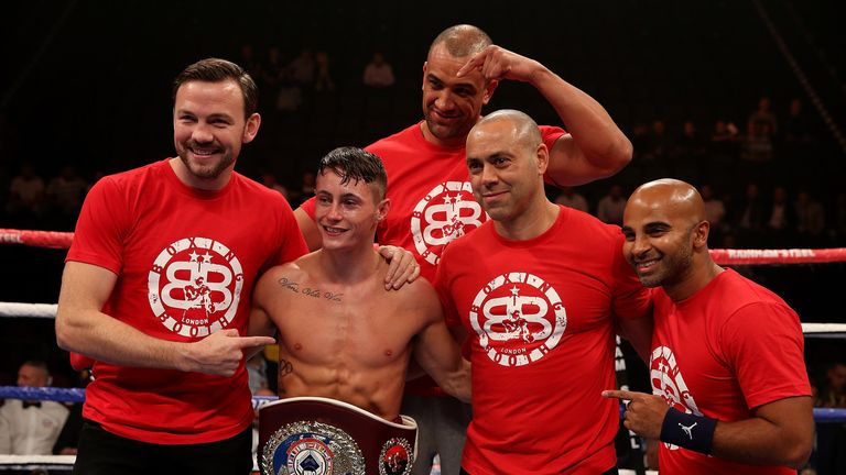 Ryan Burnett celebrates winning the WBO European bantamweight title