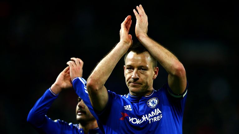 John Terry and Pedro applaud the Chelsea fans