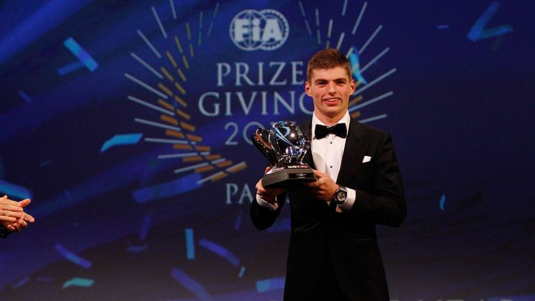 Verstappen picked up three prizes at the FIA's gala - rookie, personality and 'action' of the year
