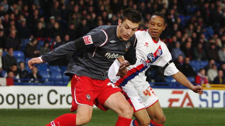 Lallana in action for Southampton up against Nathaniel Clyne playing for Crystal Palace in 2008