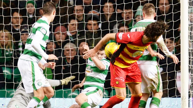 Kieran Tierney cleared the ball off the line to deny Partick a goal
