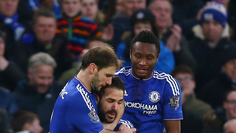 Cesc Fabregas celebrates scoring Chelsea's second goal