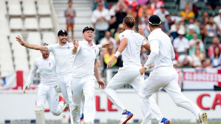 England celebrate during the third Test in Johannesburg