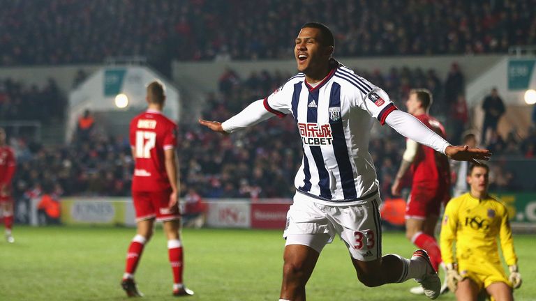 Salomon Rondon celebrates his winning goal for West Brom as they knocked out Bristol City in the FA Cup