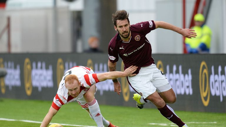 Hamilton's Ziggy Gordon (left) challenges Blazej Augustyn
