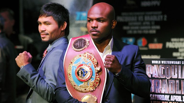 Manny Pacquiao (left) and Tim Bradley have twice contested the WBO welterweight title