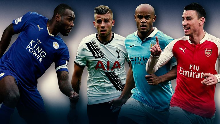 Wes Morgan, Toby Alderweireld, Vincent Kompany and Laurent Koscielny