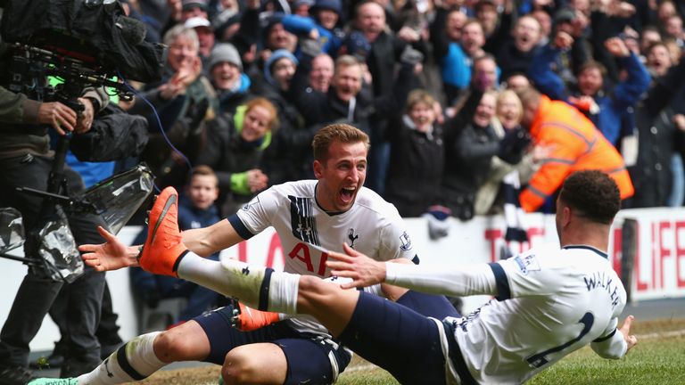 Harry Kane celebrates his goal in the second half