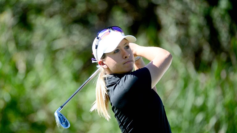 Jodi Ewart Shadoff tees off at the third hole during round one of the KIA Classic 