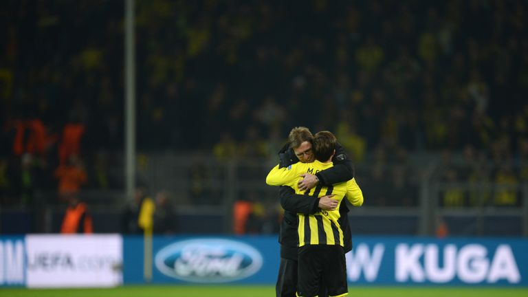 Jurgen Klopp, pictured hugging Gotze after a Borussia Dortmund match, is a huge admirer of the midfielder