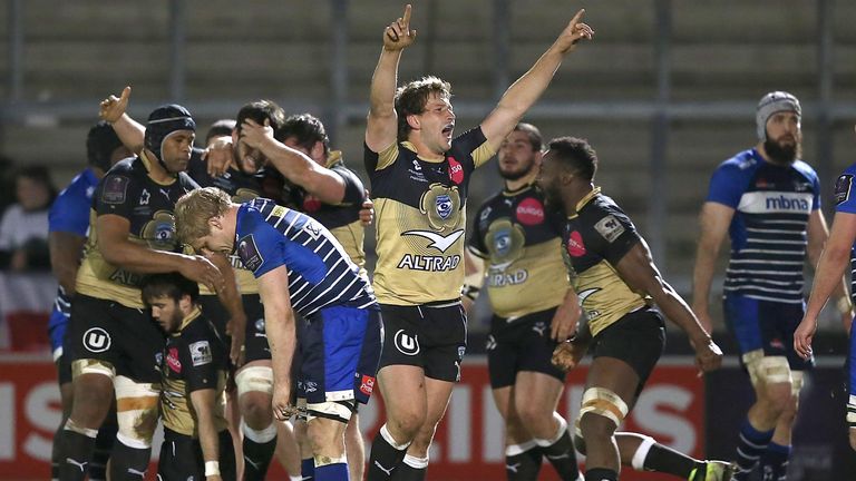 Frans Steyn celebrates Montpellier's victory