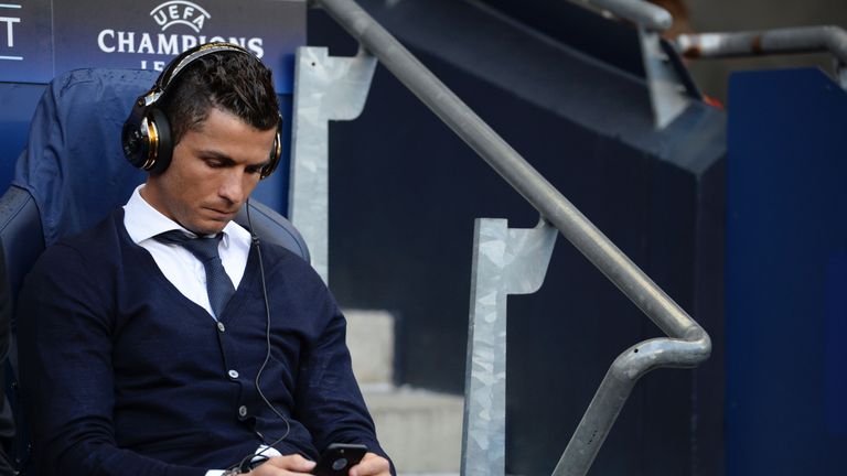 Ronaldo sat in the dug-out at the Etihad on Tuesday