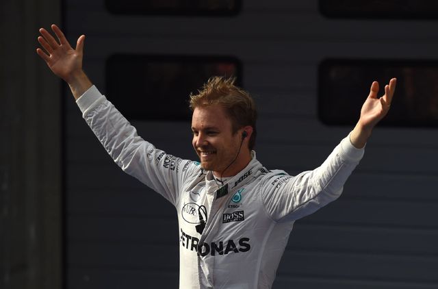 Nico Rosberg celebrates victory in Shanghai