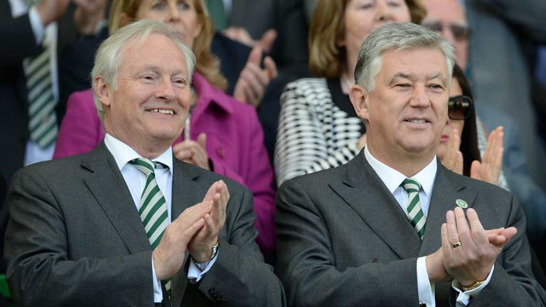 Ian Bankier (left) and chief executive Peter Lawwell are delighted to land such a 'special' manager