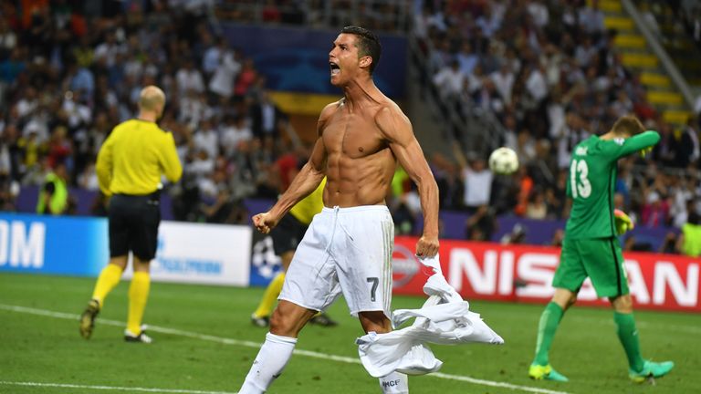 Ronaldo celebrates after scoring during the penalty shoot-out