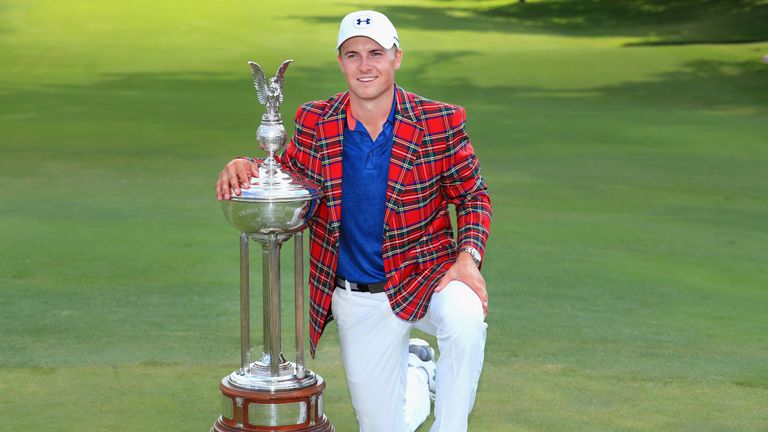 Spieth celebrates his victory after a superb final round