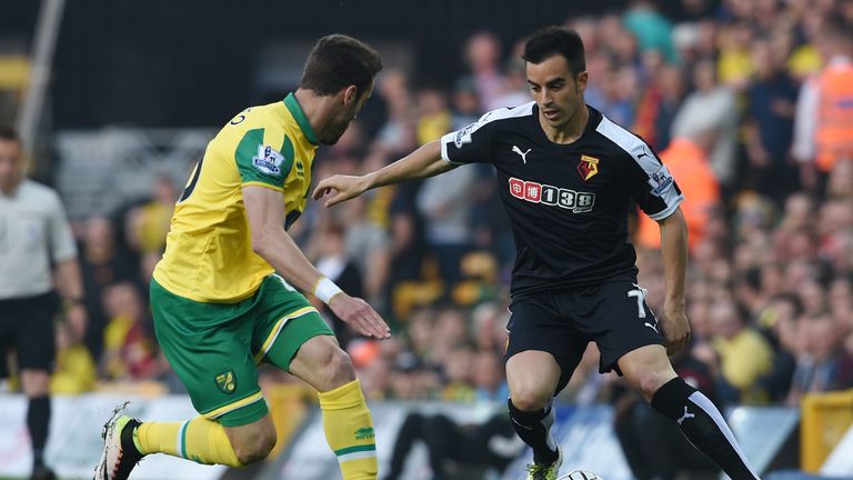 Jose Manuel Jurado of Watford takes on Ivo Pinto