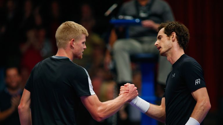 Andy Murray and Kyle Edmund embrace