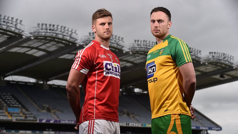 Martin McElhinney (right), pictured alongside Eoin Cadogan, starts at midfield for Donegal