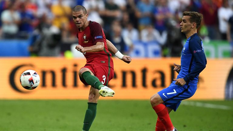 Pepe (left) put in an impressive defensive display for Portugal