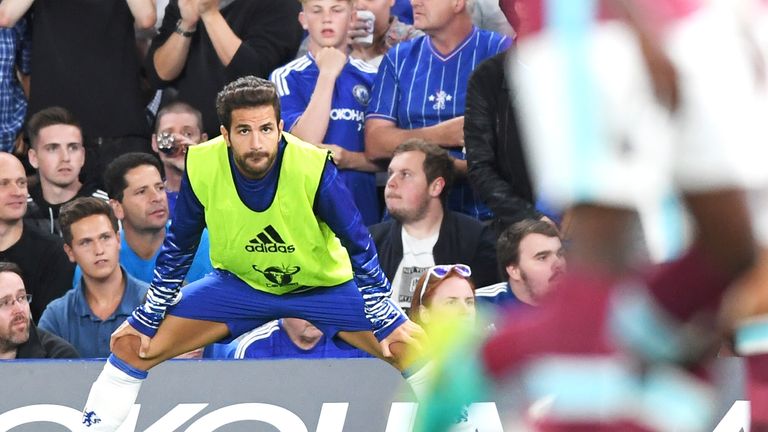 Cesc Fabregas was an unused substitute during Chelsea's 2-1 victory over West Ham