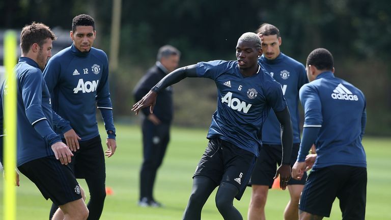 Paul Pogba trained with his Manchester United team-mates on Friday