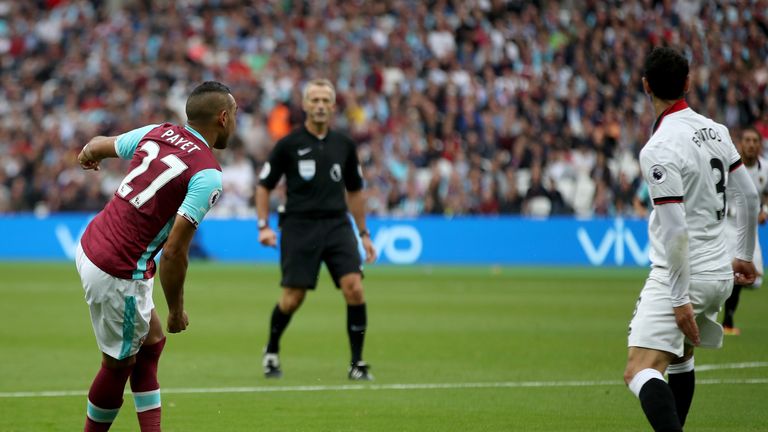 West Ham United's Dimitri Payet (left) set up Michail Antonio in spectacular fashion on Saturday