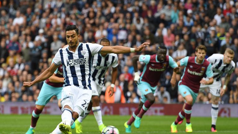 Nacer Chadli was involved in all four goals as West Brom defeated West Ham, scoring two of them