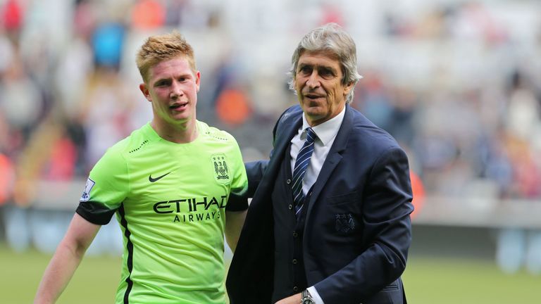 Manuel Pellegrini (R) signed De Bruyne (L) from Wolfsburg for &#163;54.5m in the summer of 2015