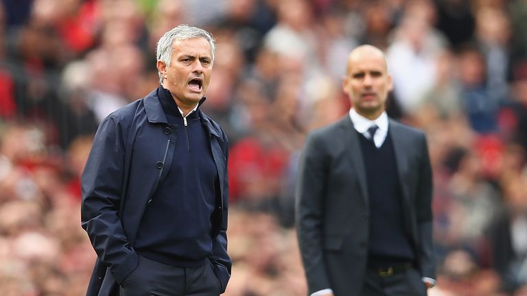 Manchester United boss Jose Mourinho (left) will again face Pep Guardiola 