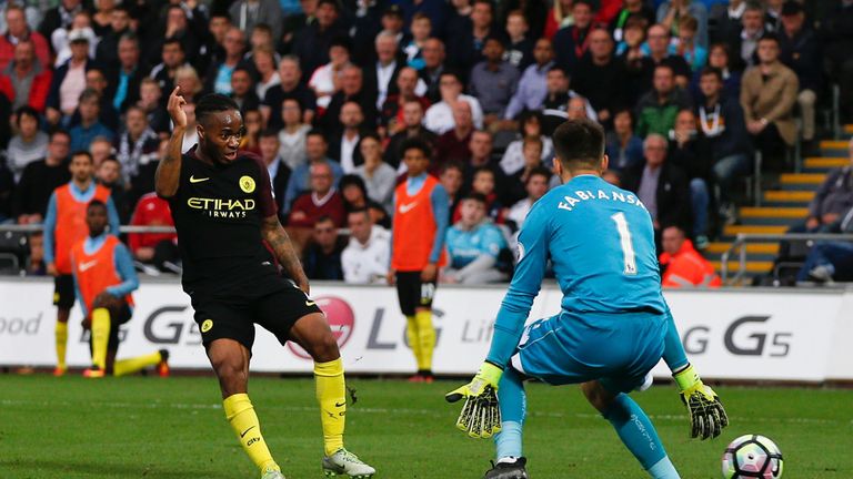 Raheem Sterling scored as Man City claimed a 3-1 win over Swansea