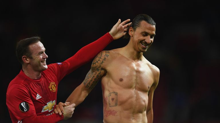 Ibrahimovic, pictured   Wayne Rooney, has brought his own physio to Manchester United to keep himself in shape