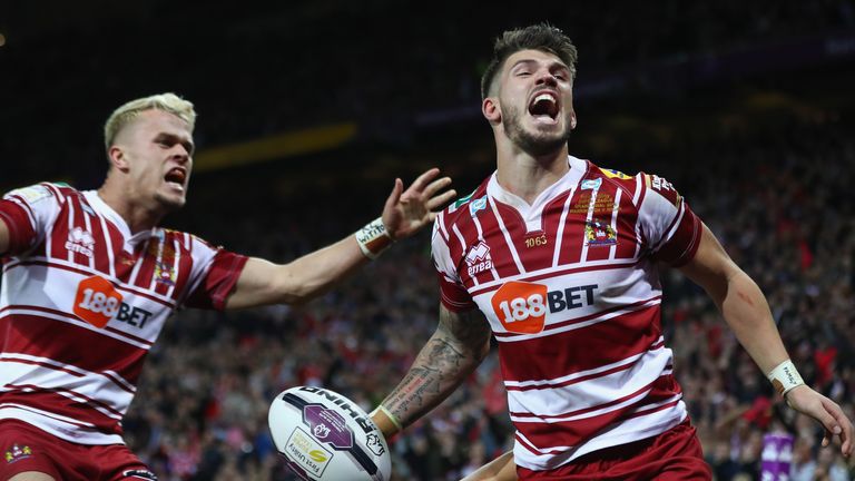 john-bateman-celebrates-try-for-wigan-v-warrington-super-league-grand