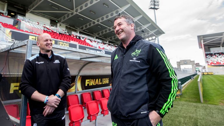 Glasgow Warriors' head coach Gregor Townsend with Munster head coach Anthony Foley.